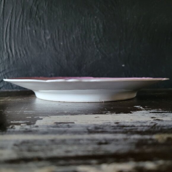 Vintage Hand-Painted Pink Porcelain Plate With Blackberry Design, Plate Wall - Picture 6 of 6